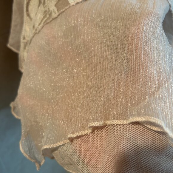 Scully silk and lace Women's Tunic Top Boho Western Chic Taupe Large - Picture 10 of 12